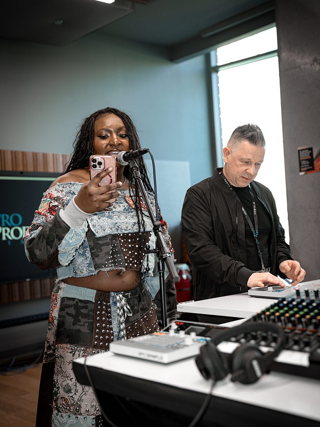 A performer at the mixing desk